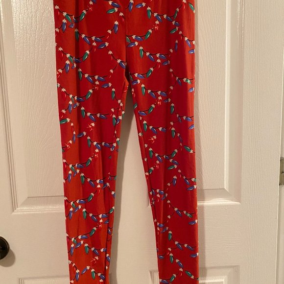 EUC LuLaRoe Xmas Lights Leggings OS - Picture 2 of 4